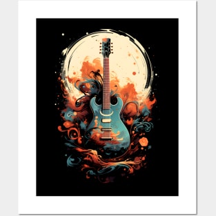 Guitar Moon Color Posters and Art